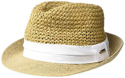 Steve Madden Women's Steve Madden Paper Crochet Straw Fedora with Band - color: White