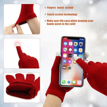 Vabean 48 Set Winter Beanie Touchscreen Gloves Knit Hat Set,Colorful