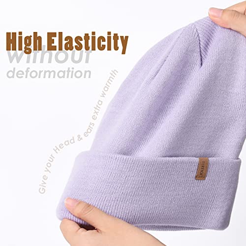 FURTALK Beanie for Men Women Cuffed Thick Knitted Winter Hat Skull Cap - color: 17-palevioletred
