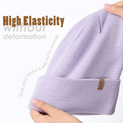 FURTALK Beanie for Men Women Cuffed Thick Knitted Winter Hat Skull Cap - color: 17-palevioletred