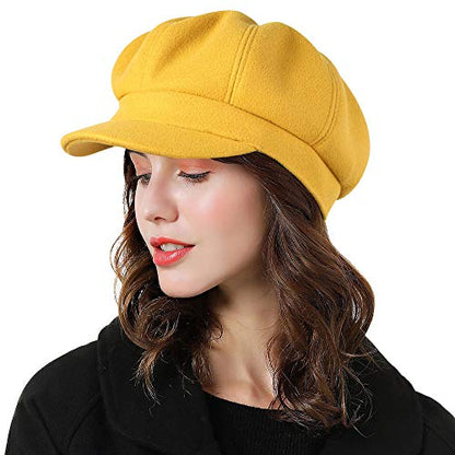 Sumolux Women Beret Newsboy Hat French Cap Classic Winter - color: Yellow