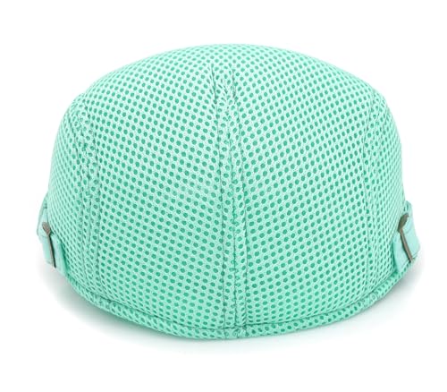 DIYDECAL Mens Breathable Mesh Summer Hat Adjustable Newsboy Beret Ivy Cap Cabbie Flat Cap - color: Green