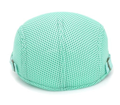 DIYDECAL Mens Breathable Mesh Summer Hat Adjustable Newsboy Beret Ivy Cap Cabbie Flat Cap - color: Green
