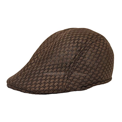 WITHMOONS Breathable Mesh Summer Hat Newsboy Ivy Cap Cabbie Flat Cap UZ30053 - color: Brown
