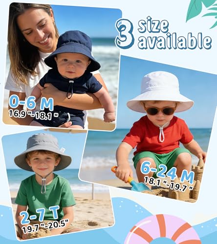 American Trends Baby Sun Hat UPF 50+ Wide Brim Bucket Hat for Boys Girls - color: A 1 Navy, size: 6-24 Months