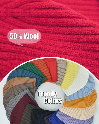 ROYBENS Wool Beanie for Men Women, Seamless Knit Warm Winter Hat Skull Caps - color: 1pcs-red