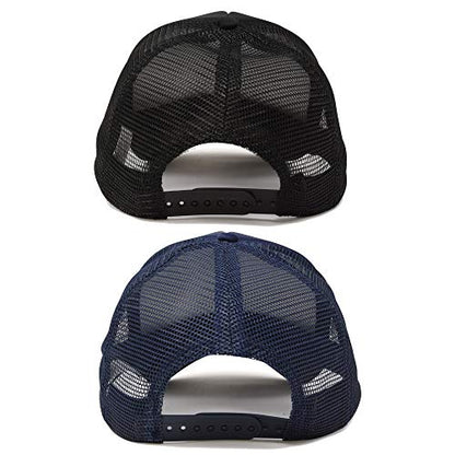 DALIX Solid Blank Trucker Hats Caps 2 Pack - color: Black and Navy Blue