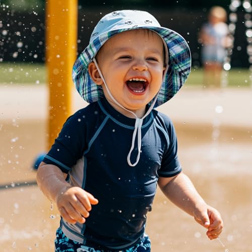Durio UPF 50+ Baby Sun Hat Wide Brim Toddler Bucket Hats for Boys 0-8 Years - color: A Blue, size: 4-8 Years