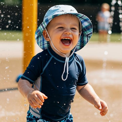 Durio UPF 50+ Baby Sun Hat Wide Brim Toddler Bucket Hats for Boys 0-8 Years - color: A Blue, size: 4-8 Years