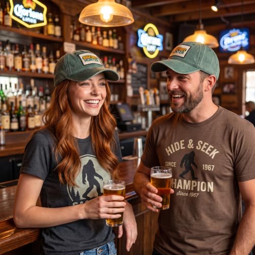 Popfizzy Funny Hats for Men and Women, Fun Adult Baseball Cap, Funny Birthday Gifts for Women and Men, Cool Dad Hat Gift Idea - color: Bigfoot Hunter (Green)