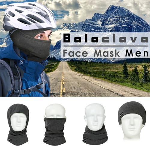 KOOLSOLY Ski Mask Balaclava Cold Weather Warm and Fleece Face Mask Neck Warmer Full Face Mask for Men&Women - color: Black*dark Grey