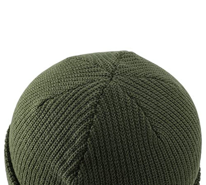 Connectyle 2 Pack Classic Cuffed Beanie Hat for Men & Women Warm Winter Knit Hat Thick Beanies Skull Cap Acrylic Watch Cap - color: Black+army Green