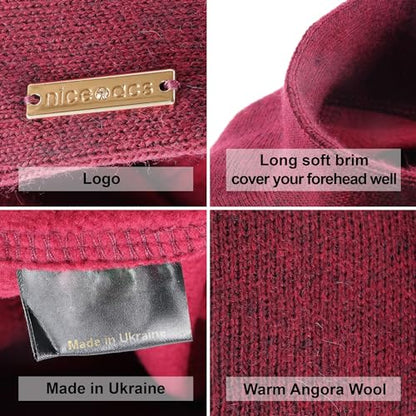 Beret - Warm Lined Wool Angora Knit Berets - French Paris Hat for Women - color: Burgundy