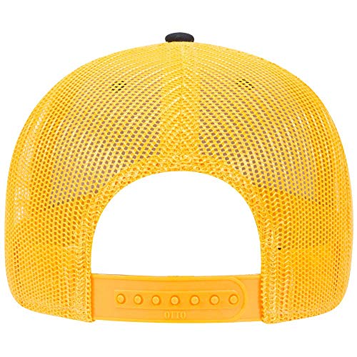 OTTO 6 Panel Low Profile Contrast Vertical Mesh Back Cap - color: Blk/Blk/Gld