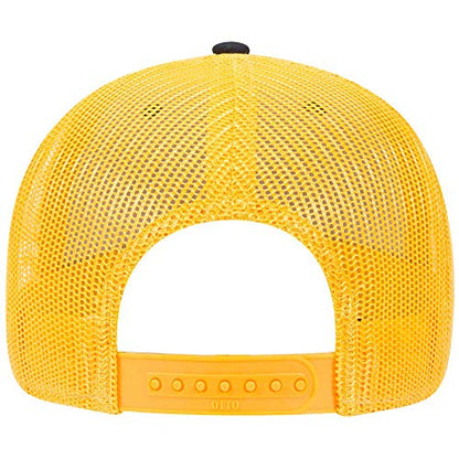 OTTO 6 Panel Low Profile Contrast Vertical Mesh Back Cap - color: Blk/Blk/Gld