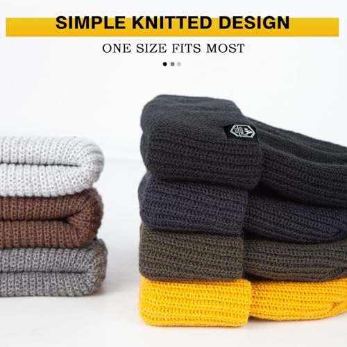 Fisherman Beanie Roll-up Edge Trawler Beanie Skullcap Watch Hat Knit Short Cap - color: Black+tan