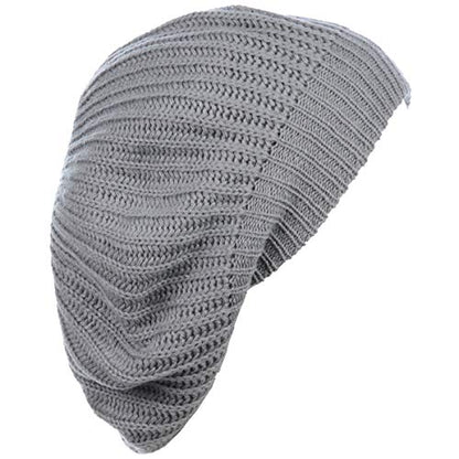 an Fall Winter Knit Beanie Beret Hat for Women Soft Knit Lining Many Styles - color: Light Grey
