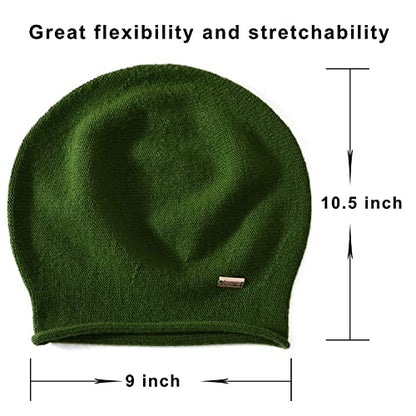 jaxmonoy Slouchy Knit Beanie Hat for Women Winter Soft Warm Ladies Laightweight Slouch Knitted Skull Beanies Cap - color: Green