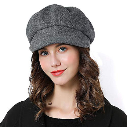 Sumolux Women Beret Newsboy Hat French Cap Classic Winter - color: Gray
