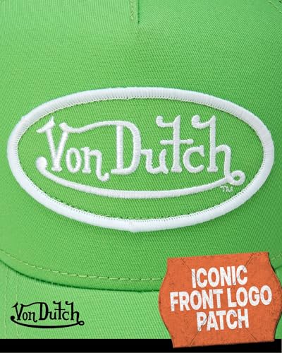 Von Dutch Unisex Trucker Hat - Retro Classic Solid Color Mesh Back Snapback Baseball Cap for Men & Women. - color: Bright Green