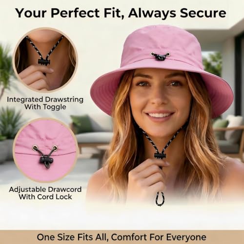 Honnesserry Bucket Hats for Woman Men Outdoor UV Sun Protection Hat Nylon - color: Light Purple