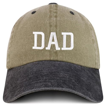 Trendy Apparel Shop Dad Embroidered Pigment Dyed Low Profile Cotton Cap - color: Khaki Black