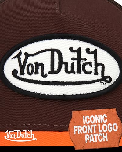 Von Dutch Unisex Trucker Hat, Colorblock, Mesh Back, Curved Bill, Snapback - color: Sepia Stone