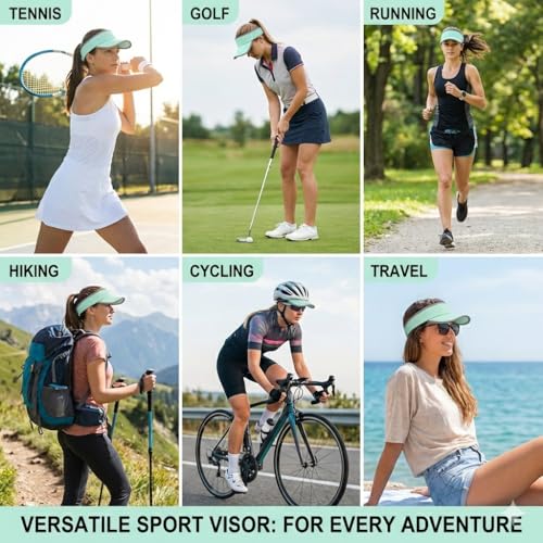 Reflective Brim Quick Dry Lightweight Visor Hat - color: Mint Green & Light Gray