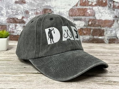 Hepandy Embroidered Baseball Caps for Grandpa Grandma Mom Dad Papa Nana - color: Fishing Dad (Washed Black)