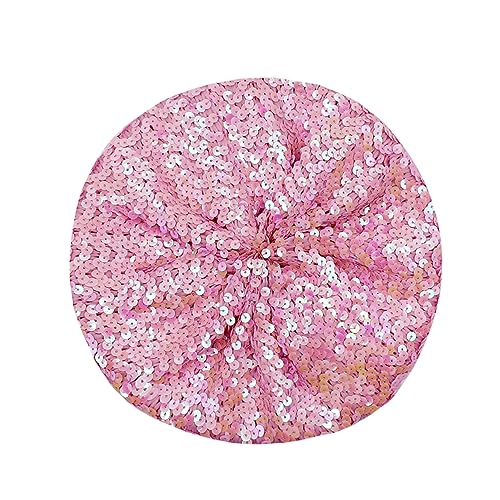 JUMISEE Sparkly Sequin Berets for Women Girls Fashion Beanie Hat Costume Accessories for Festival Party Dance - color: Pink