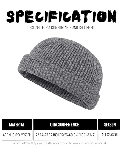 Croogo Brimless Hat Beanie Docker Cap Rolled Cuff Worker Sailor Skullcap - color: Ct47-gray
