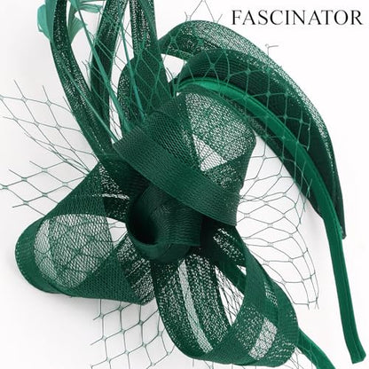 Fascinators Hats for Women, Fascinator Headband Tea Party Hat - color: Dark Green