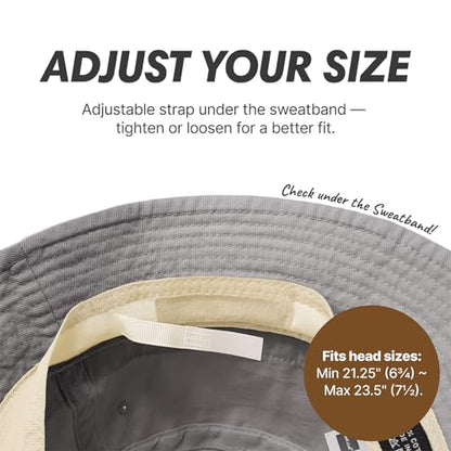 Hot Summer Bucket Hat - Trendy Cotton Sun Hat for Beach, Golf, Fishing - color: Light Grey