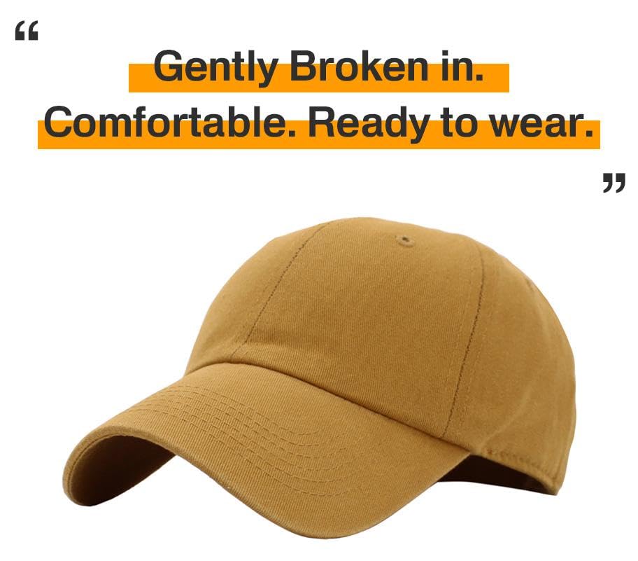 KBETHOS Classic Unisex Cotton Adjustable Low Crown Baseball Cap – Plain Dad Hat - color: Wheat