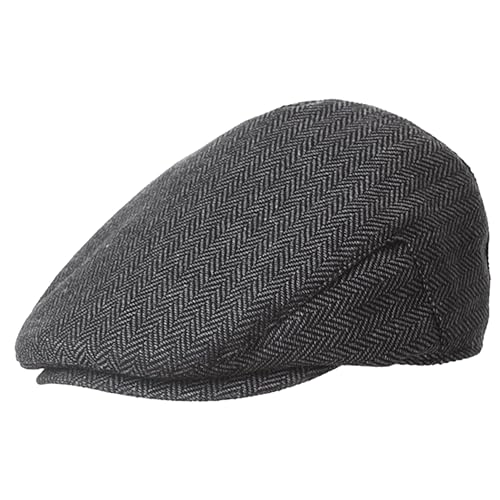 Boy-Kids Vintage Newsboy-Caps Tweed-Herringbone Pageboy-Beret-Caps 20s Flat-Gatsby Cabbie-Hat 4-9Y - color: Dark Gray