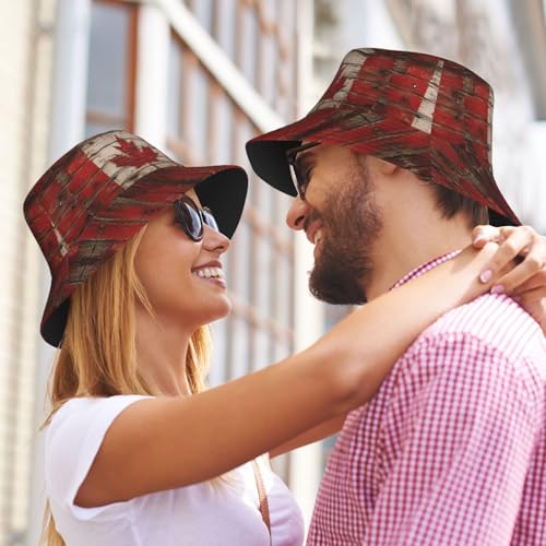 Bucket Hat for Men Women Packable Sun Hats Fisherman Outdoor Summer Travel Hiking Beach Caps - color: Canada Flag