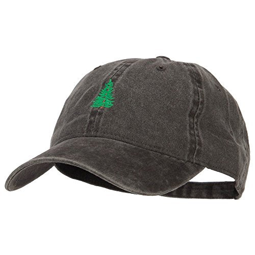e4Hats.com Pine Tree Embroidered Washed Buckle Cap - color: Black