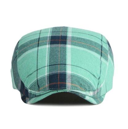 Unisex Classic Plaid Beret Newsboy Hats Flat Sun Hat Sport Golf Baseball Caps Cabbie Driving Cap Hats for Women Men - color: Light Green