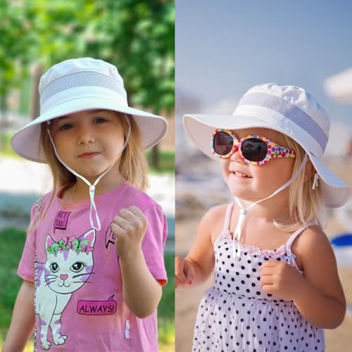 HONGTEYA Baby Toddler Sun Hat, Summer Mesh Bucket Beach Hat for Boys Girls - color: White, size: 6-24 Months