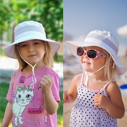HONGTEYA Baby Toddler Sun Hat, Summer Mesh Bucket Beach Hat for Boys Girls - color: White, size: 2-8 Years