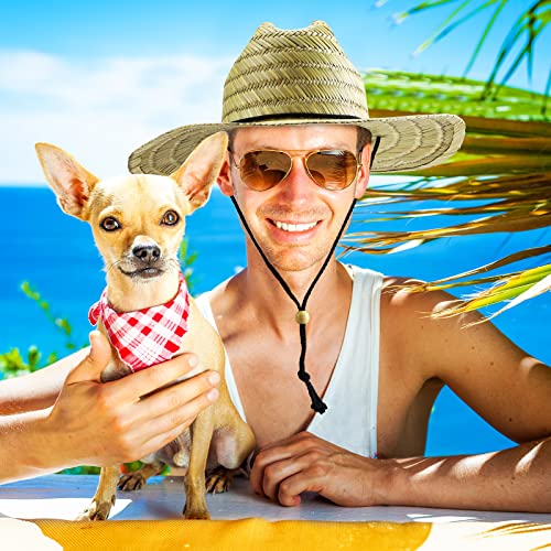 3 Pcs Men's Classic Straw Hat Summer Sun Beach Hat Wide Brim Sun Outdoor Hats for Men and Women - color: Natural Color