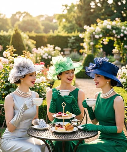 ORIDOOR Women's Organza Cloche Bowler Hat Derby Fascinator for Tea Party Bridal Wedding Hat - color: 011c1-mint Green
