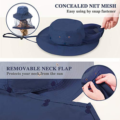 Palmyth Head Net Hat, Sun Hat Safari Hat - color: Navy