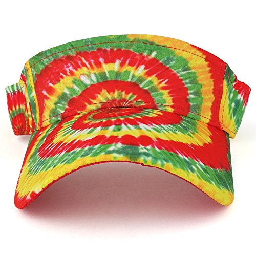 Trendy Apparel Shop Hippy Tie Dye Printed Colorful Cool Summer Visor Cap - color: Rasta