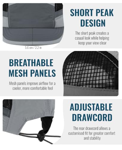 Croogo Short Brim 5 Panel Baseball Cap Mesh Quick Drying Sports Hat for Men - color: Lavender