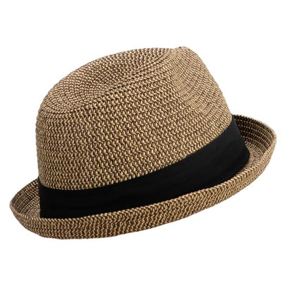 Men's Fedora with Paper Straw Braid - color: Gold, size: X-Large