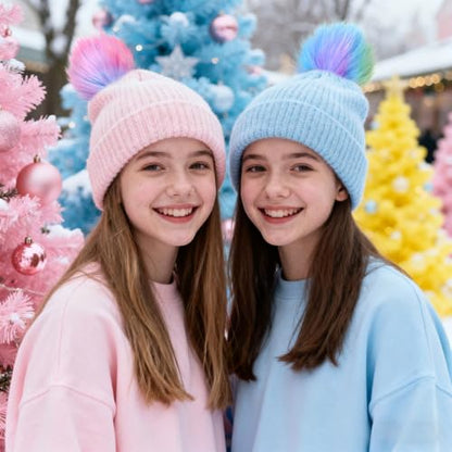 Tatuo 16 Pcs Faux Fur Pom Poms for Hats, Colorful - color: Colorful