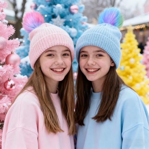 Tatuo 16 Pcs Faux Fur Pom Poms for Hats, Colorful - color: Colorful