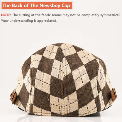 Women's Berets: Black Houndstooth Red Beret Hats for Women Fall Winter Fashion Outfit - color: Advance-checkered-brown