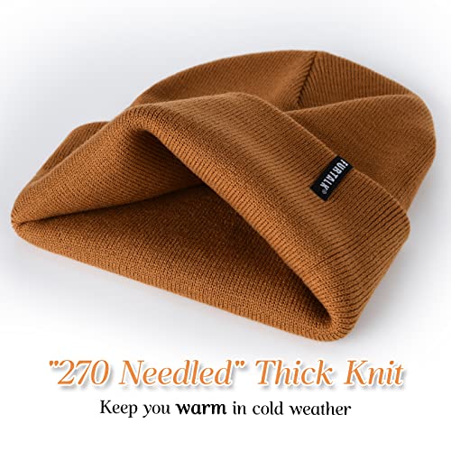 FURTALK Beanie Hat for Men Women Winter Hats for Women Men Soft Warm Unisex Cuffed Beanie Knitted Skull Cap - color: Camel